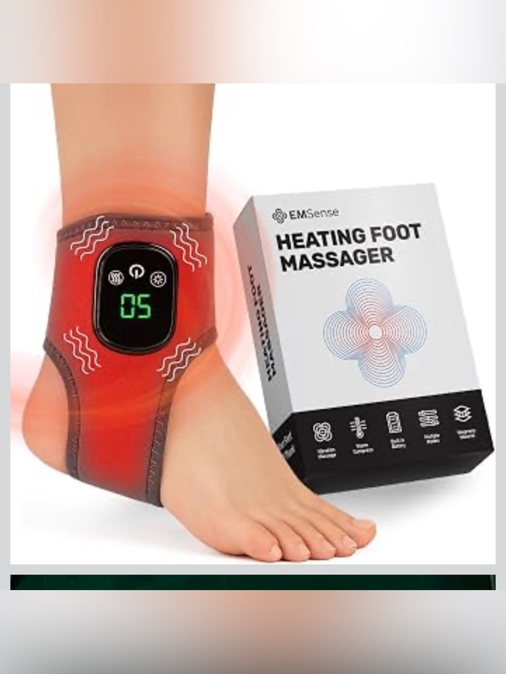 New Open Box EMSense 3-in-1 Foot & Ankle Massager with Heat & Vibration